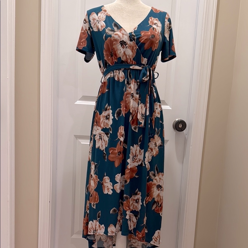 Pinkblush High Low V-Neck Faux Wrap Dress